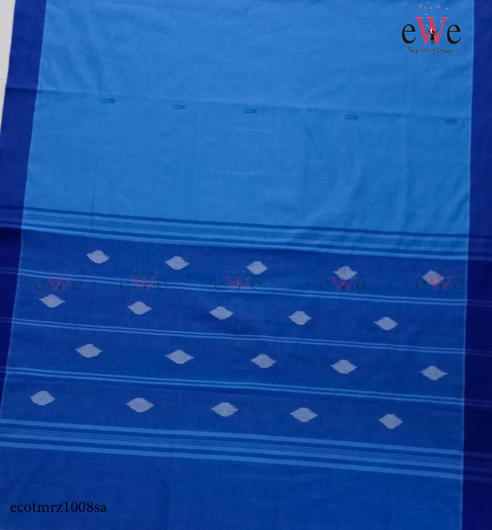 Neon blue Handspun Handwoven Handloom saree
