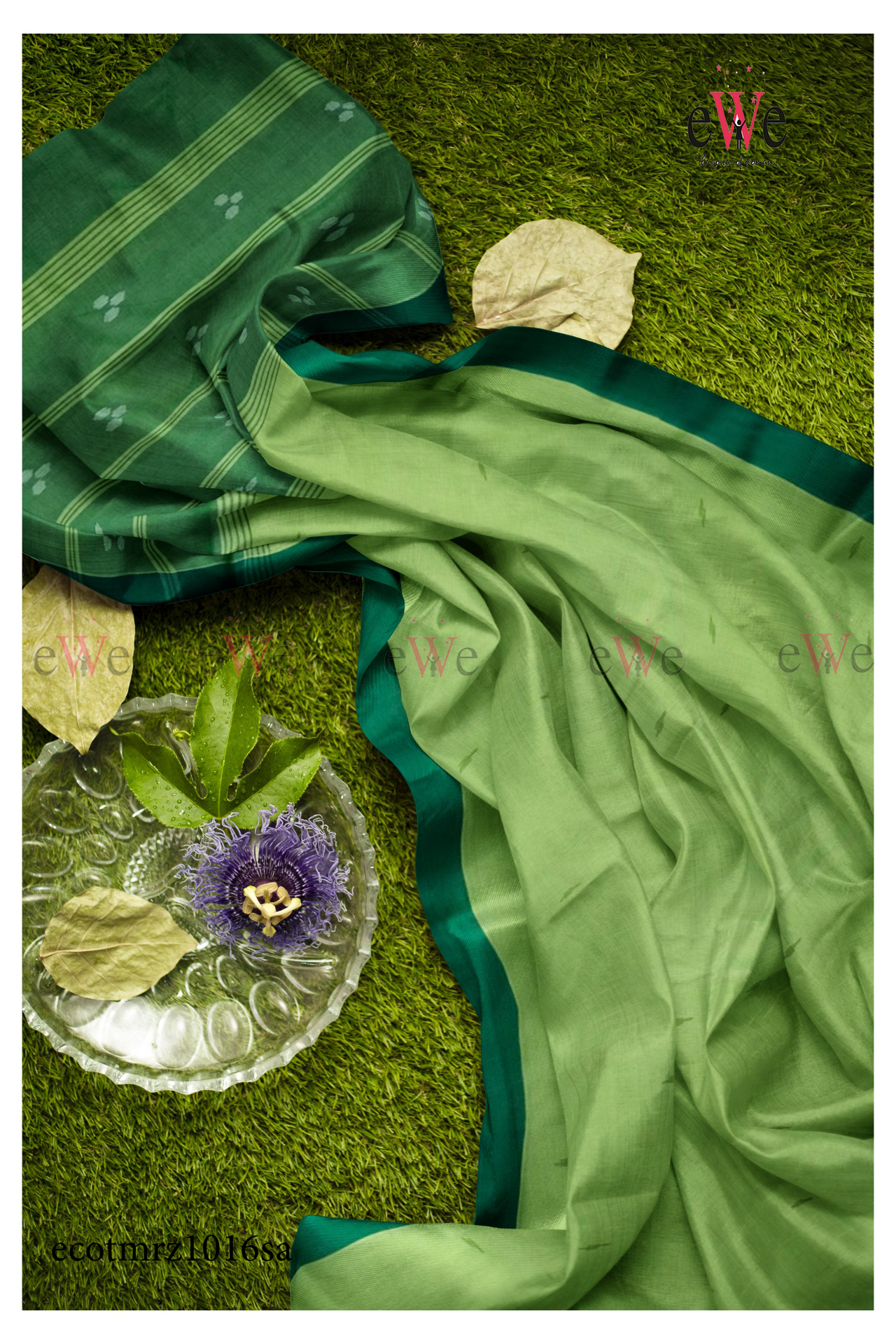Sheen Green Handspun Handwoven Handloom Saree