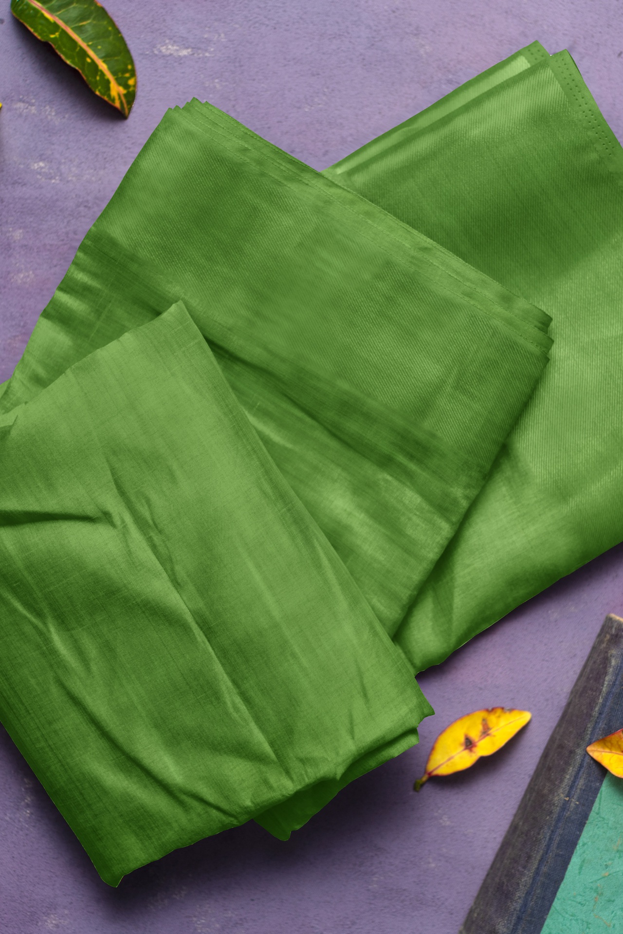 Green Handspun Handwoven Linen Fabric