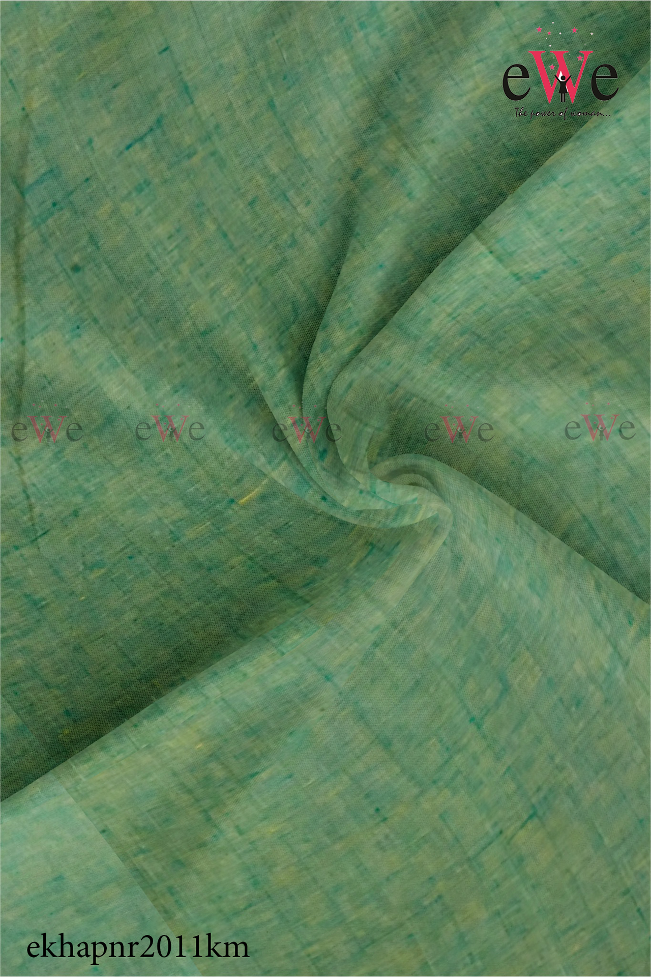 Fern Green Handspun Handwoven Check Khadi Fabric