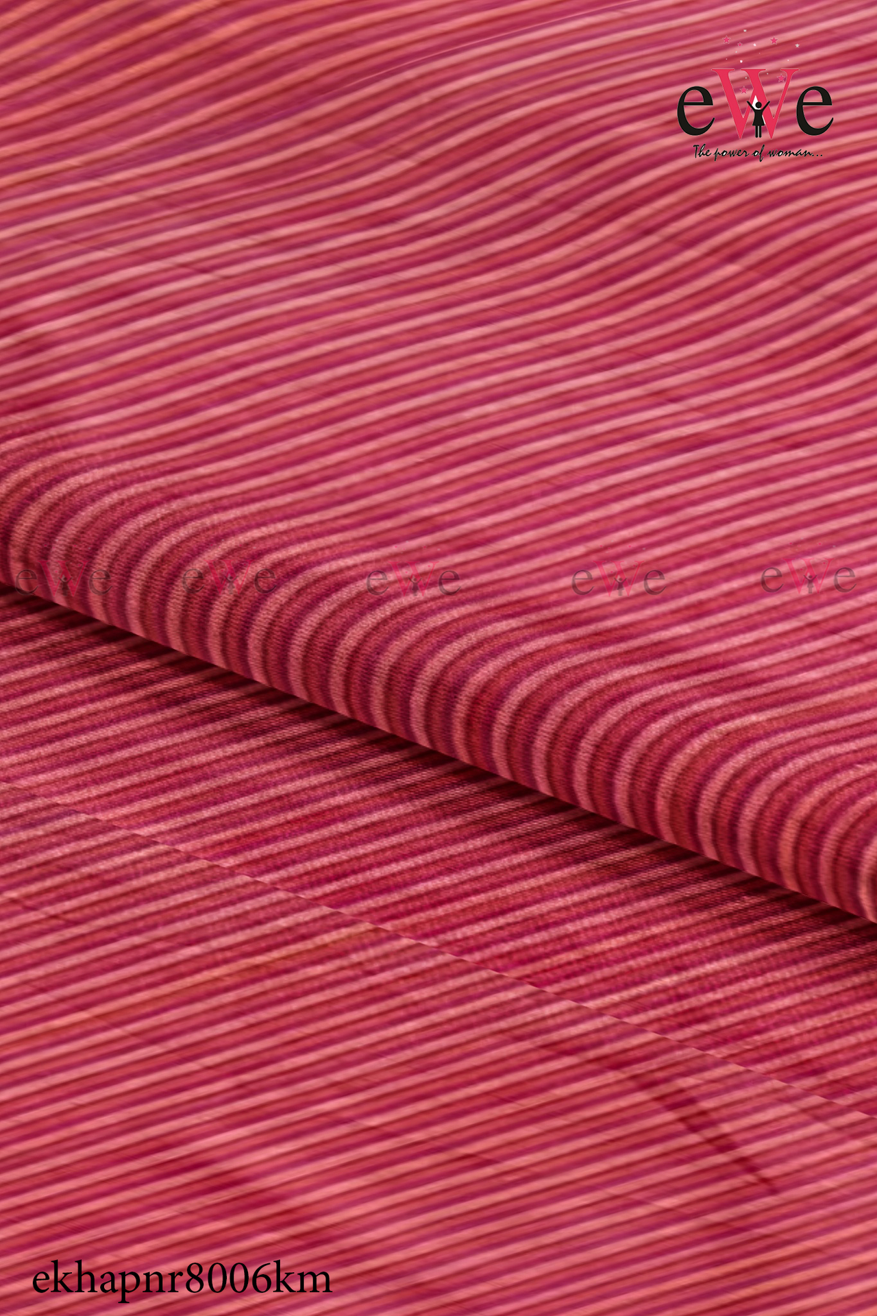 Red Striped Handspun Handwoven Khadi Fabric