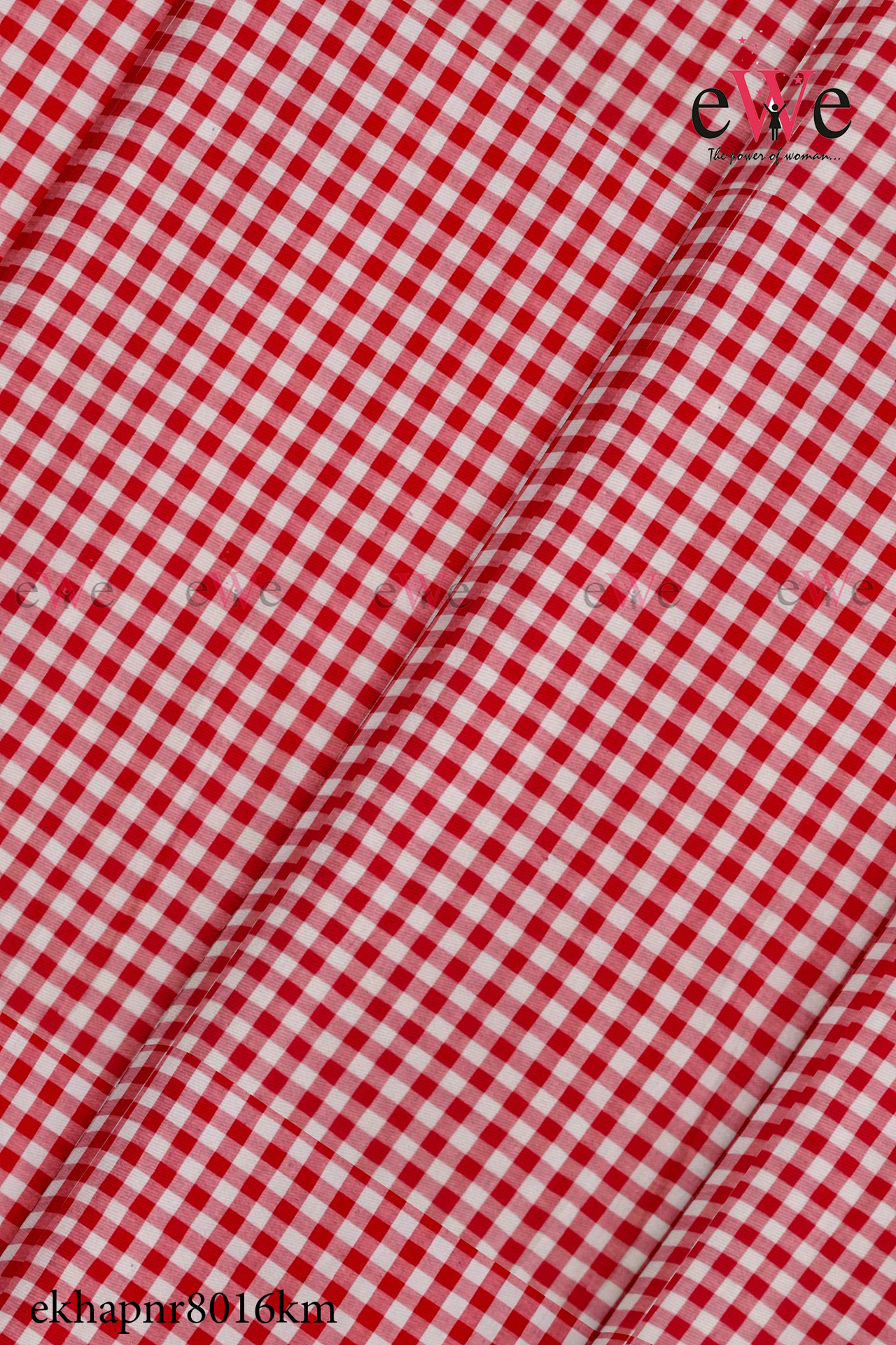 Red Check Handspun Handwoven Khadi Fabric