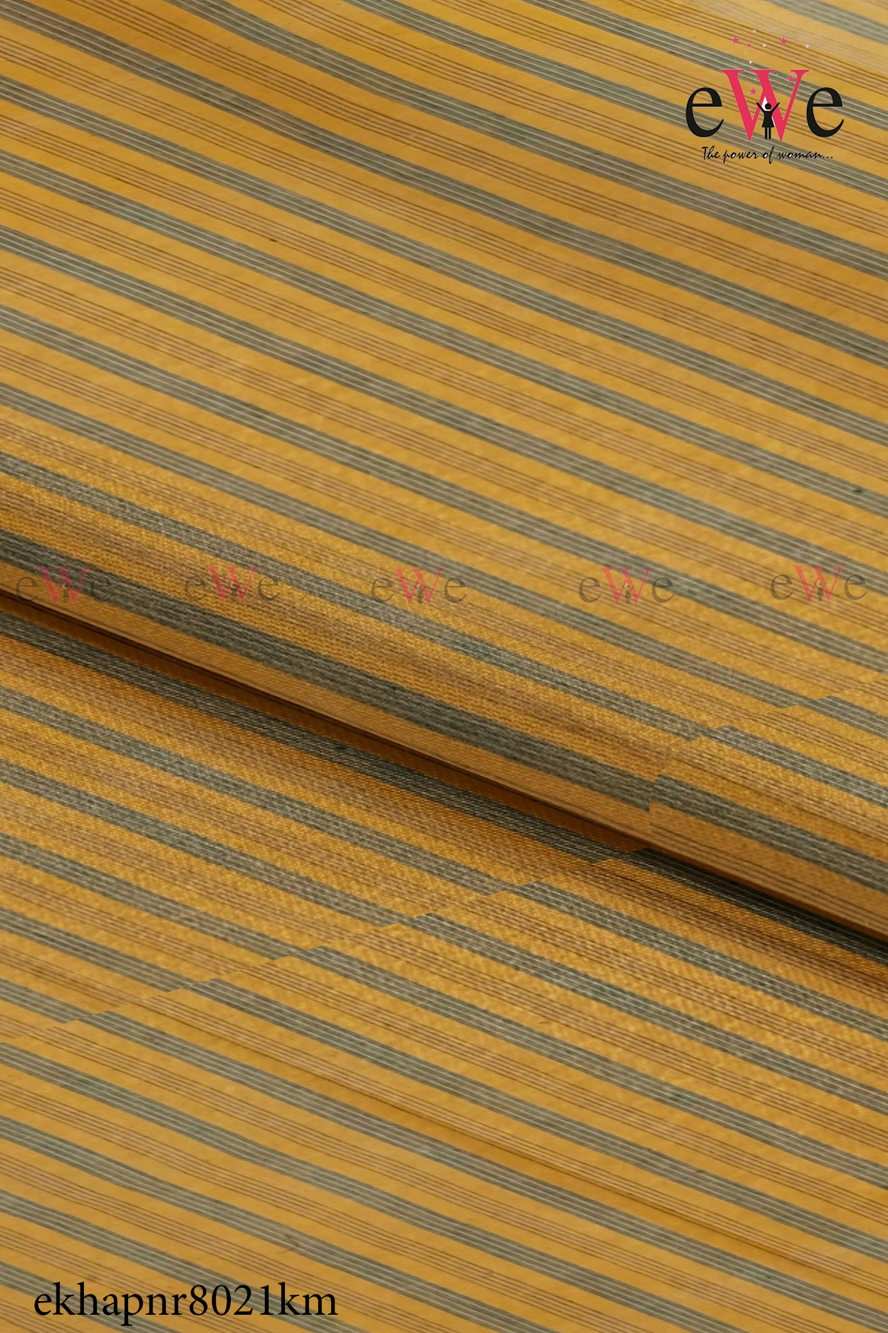 Yellow Striped Handspun Handwoven Khadi Fabric