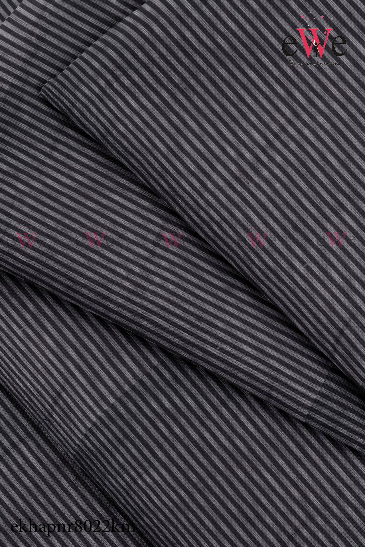 Black Striped Handspun Handwoven Khadi Fabric