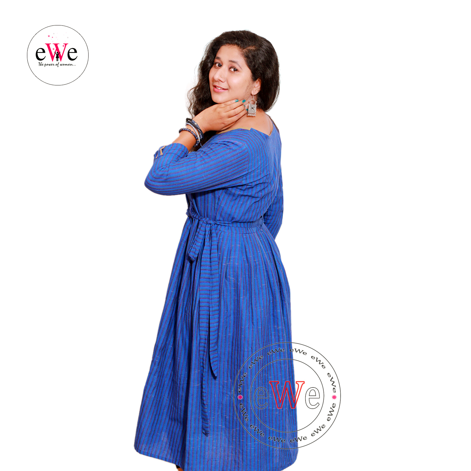 Khadi Flared Gown Kurti - Blue