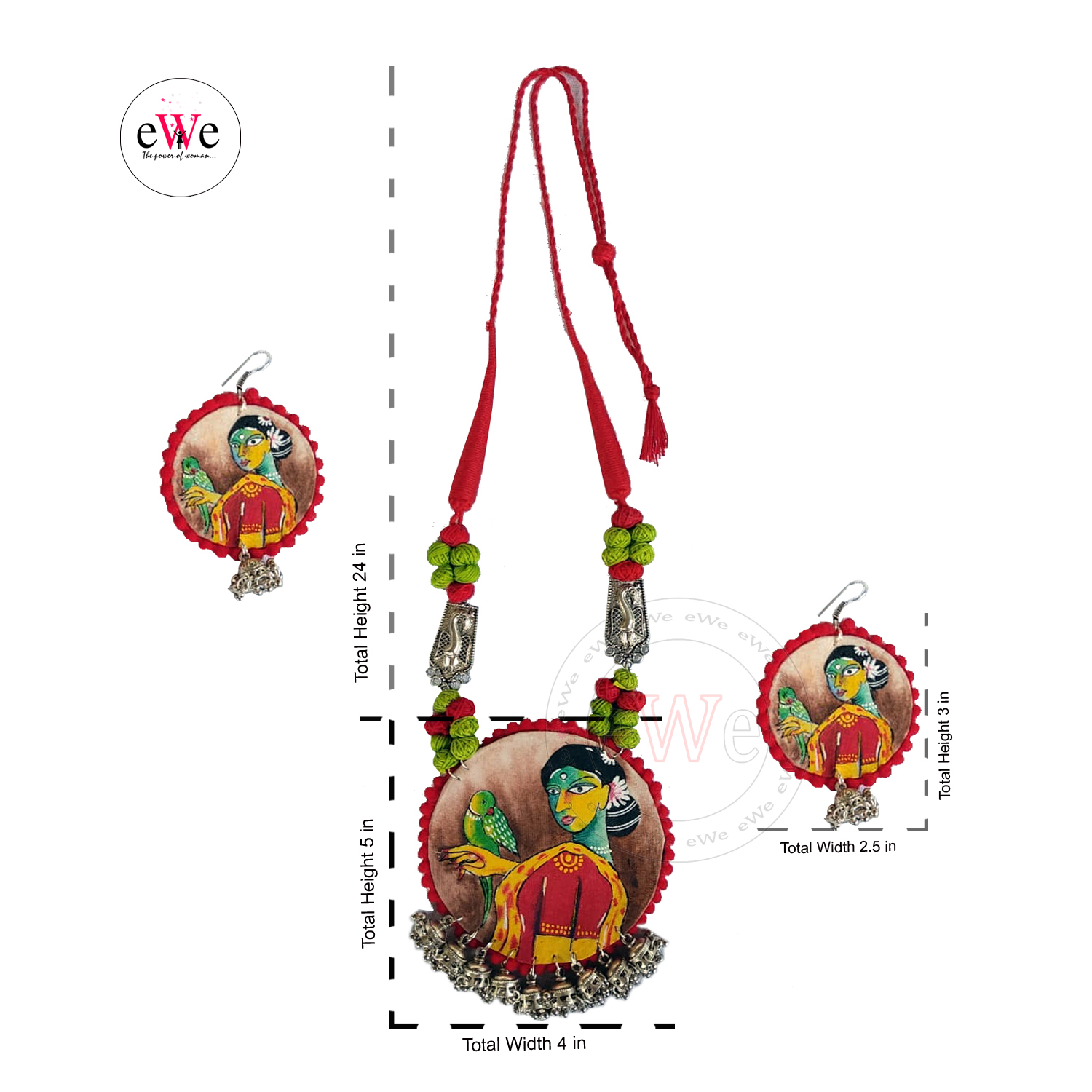 Multi Colour Handpainted Fabric Jewellery
