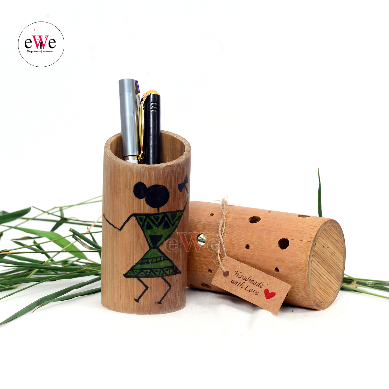 Bamboo Pen Cup Holder Combo Set