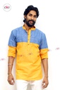 Khadi Gents Kurta &quot;Yellow &amp; Blue&quot;