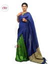 Handloom Ghicha Saree (Light Green, Blue)