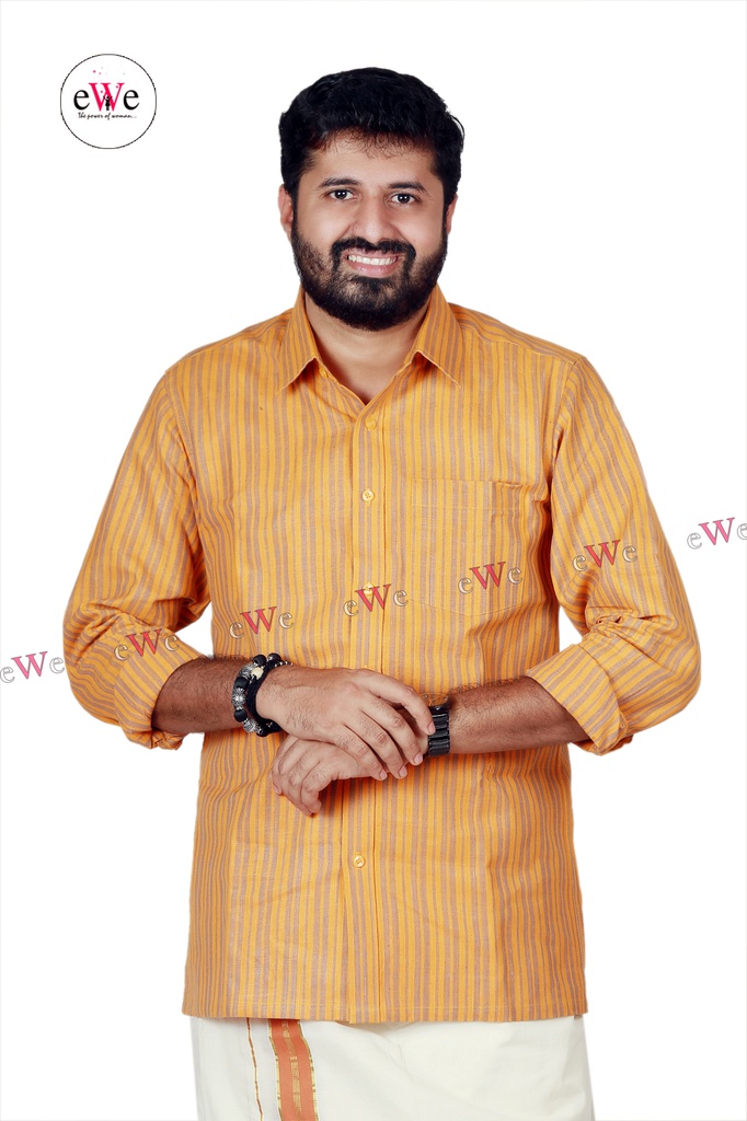 &quot;Light Orange&quot; Khadi Men's Formal Shirt