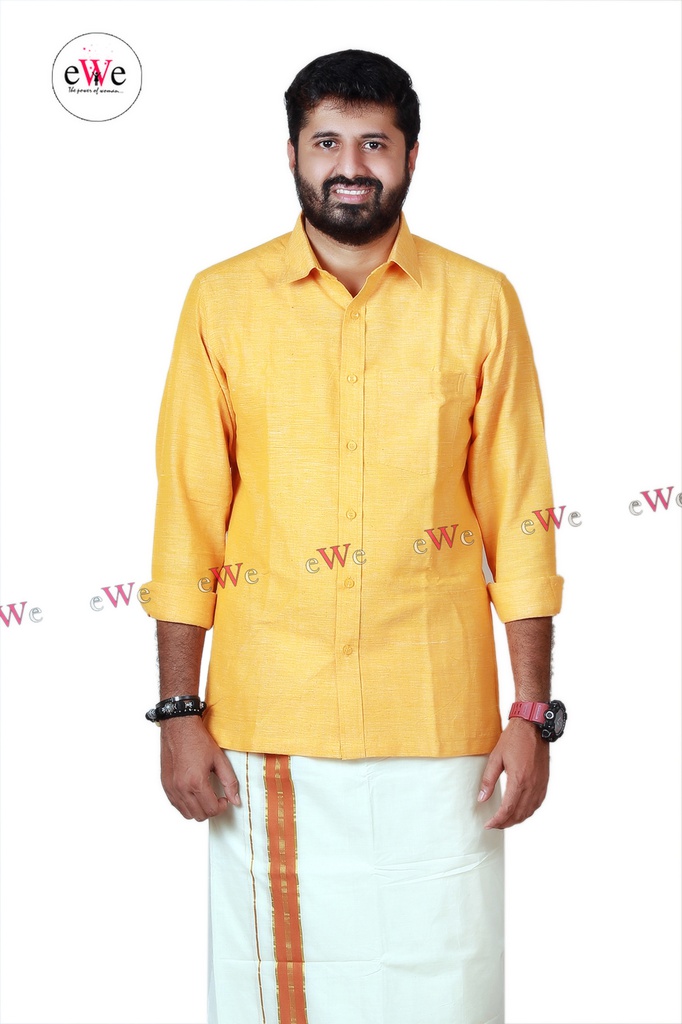 &quot;Yellow&quot; Khadi Men's Formal Shirt