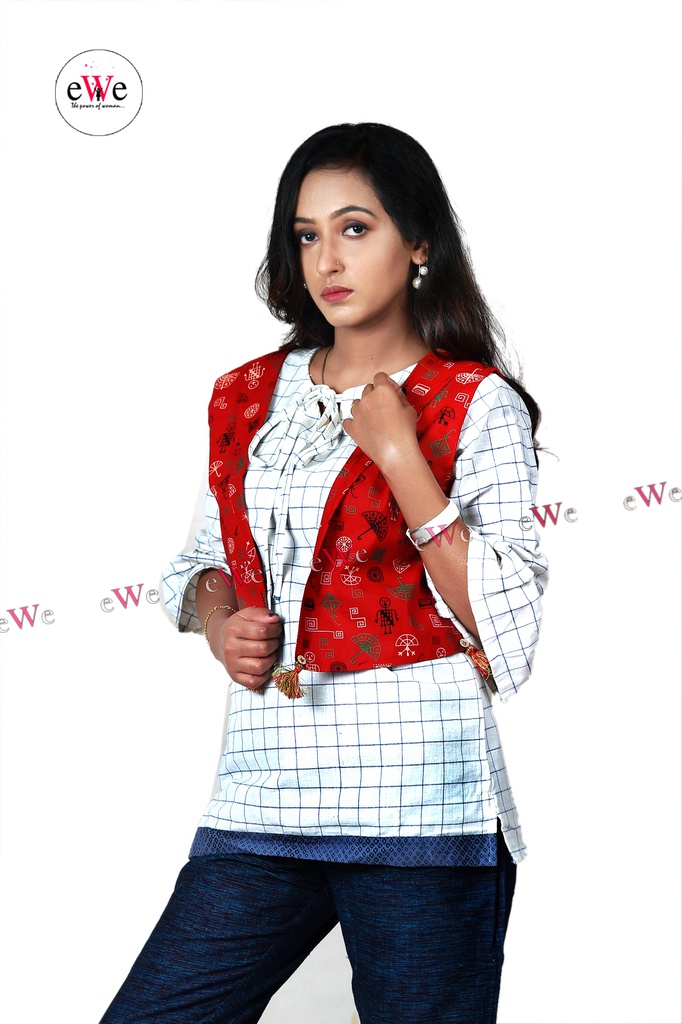 Khadi Ladies Jacket - Red