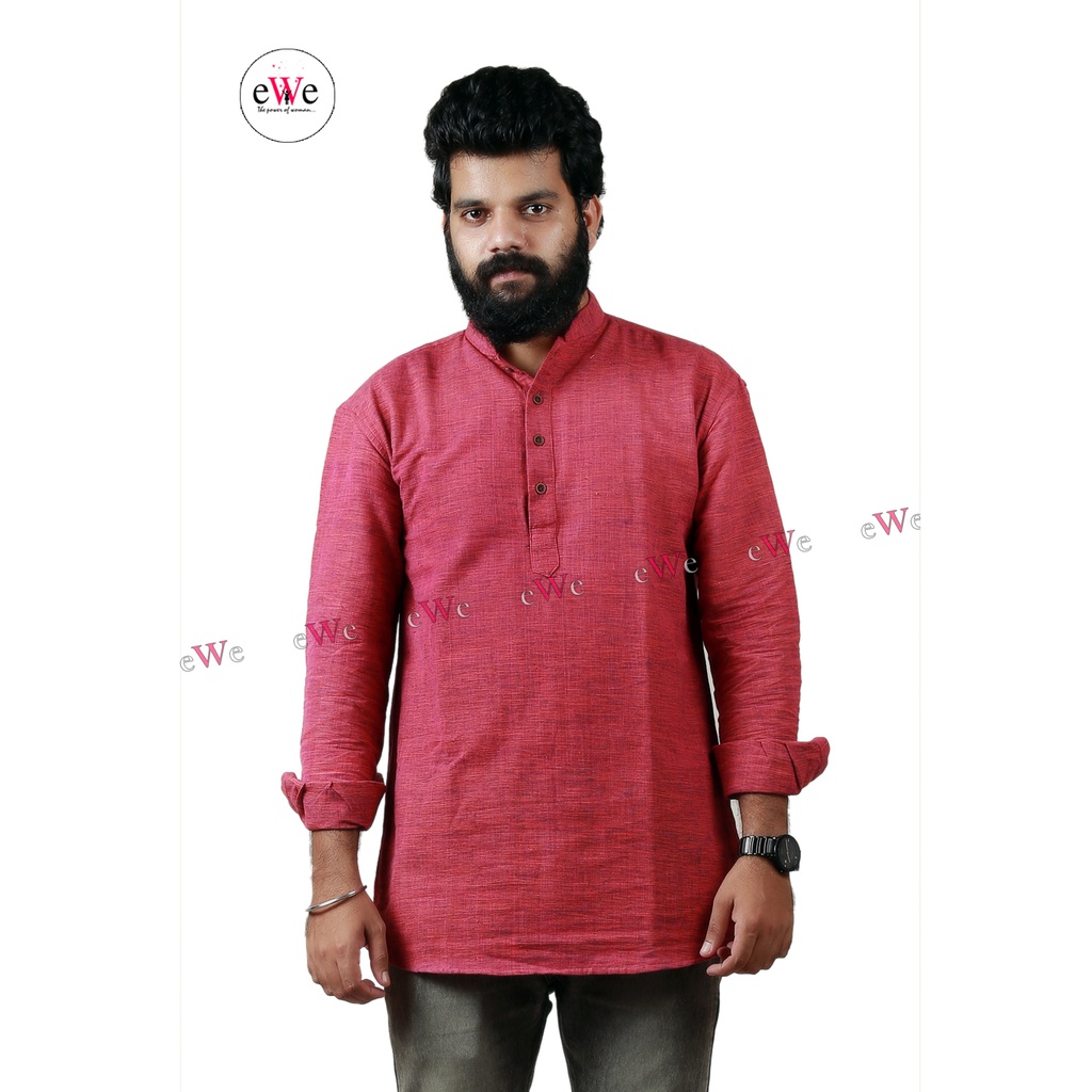 Khadi Gents Kurta &quot;Dark Peach&quot;