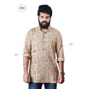 Khadi Gents Kurta &quot; Beige With Brown Design&quot;