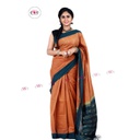 Handloom Saree in Sandstone Orange And Dark Green