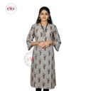 Cotton  Peacock Design Kurti  &quot;Ash&quot;