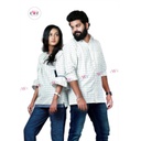 Khadi Couple Combo - White Shirt &amp; Short Top