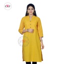 Cotton Plain Kurti &quot;Yellow&quot;