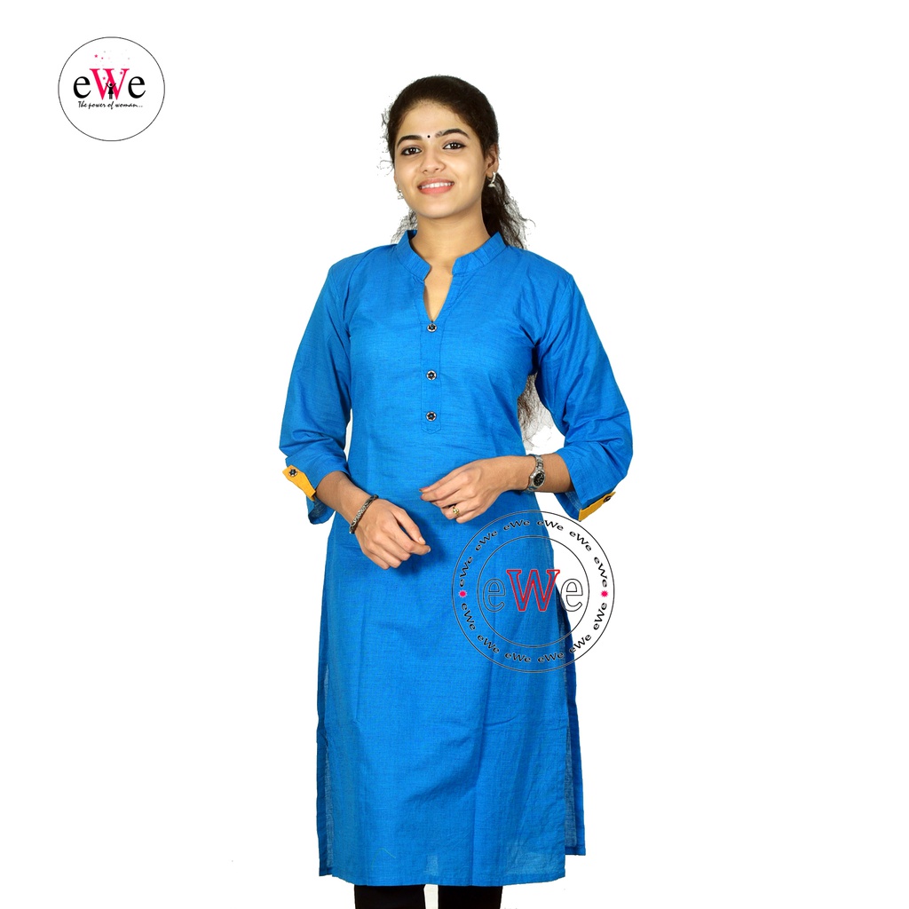 Cotton Plain Kurti  &quot;Blue&quot;