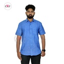 &quot; Blue&quot; Khadi Half Sleeve Men's Shirt