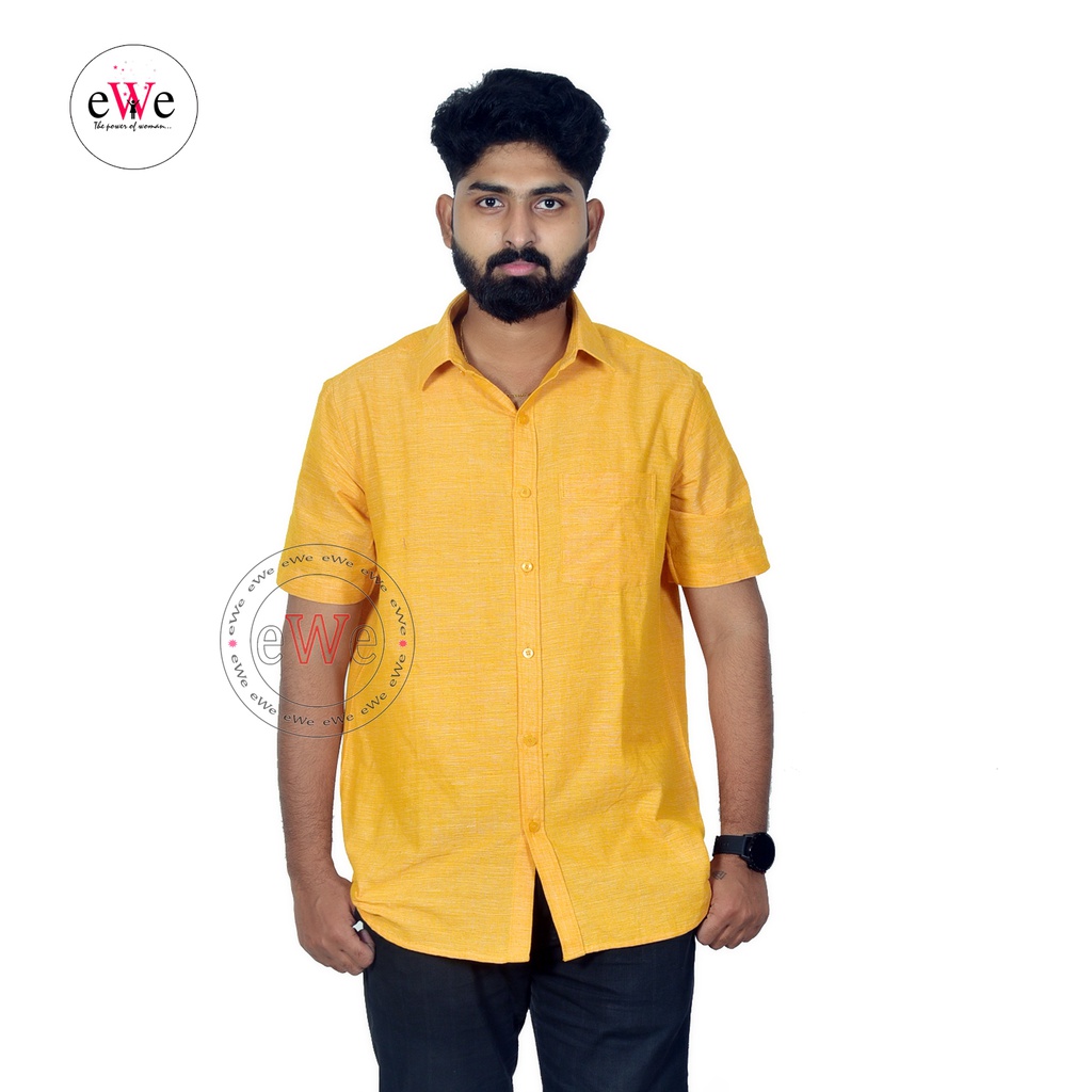 &quot;Yellow&quot; Khadi Half Sleeve Men's Shirt