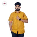 &quot;Yellow &amp; Meroon Stripe&quot; Khadi Half Sleeve Men's Shirt
