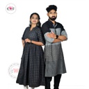 Handloom Couple Combo / Black Kurta &amp; Gown Kurti