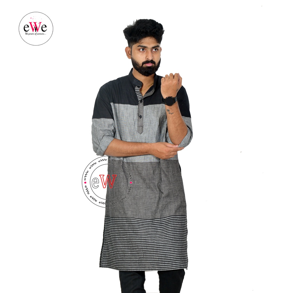 Handloom Black Gents Long Kurta