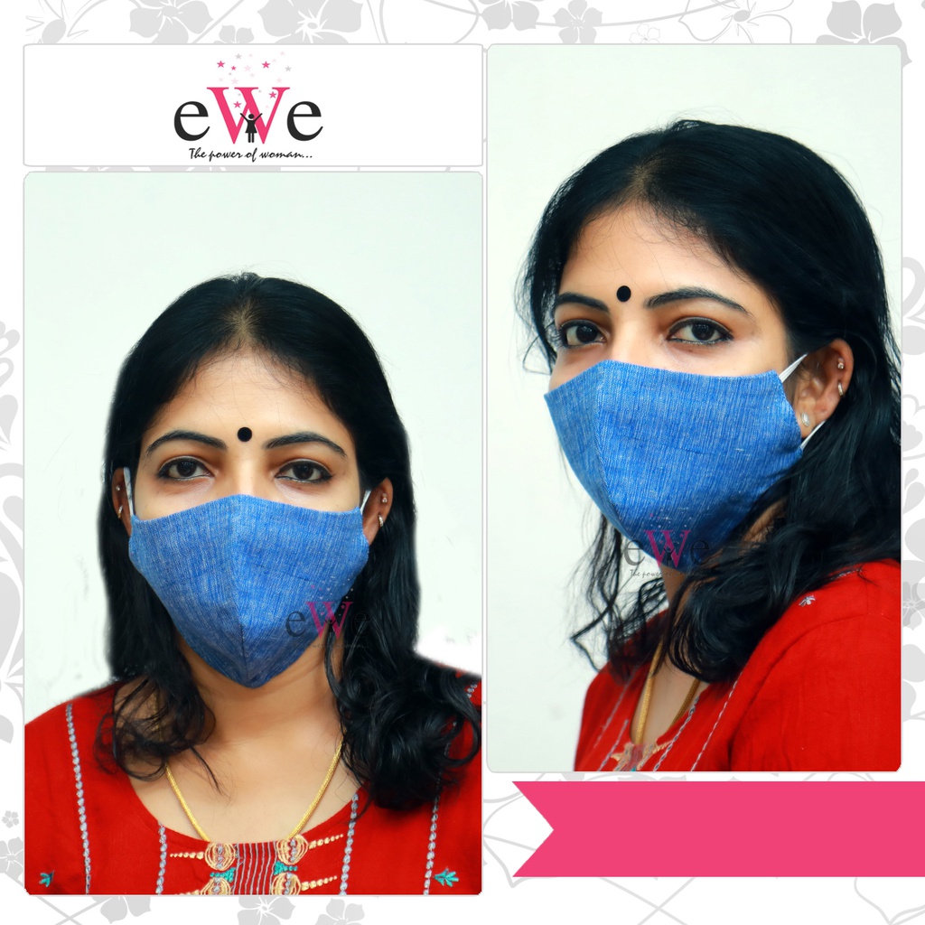 Khadi Face Mask Dark Blue With Elastic