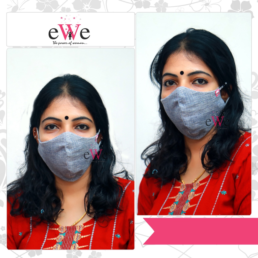 Khadi Face Mask Ash With Elastic