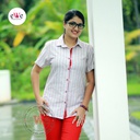 Khadi Ladies Shirt - White &amp; Red