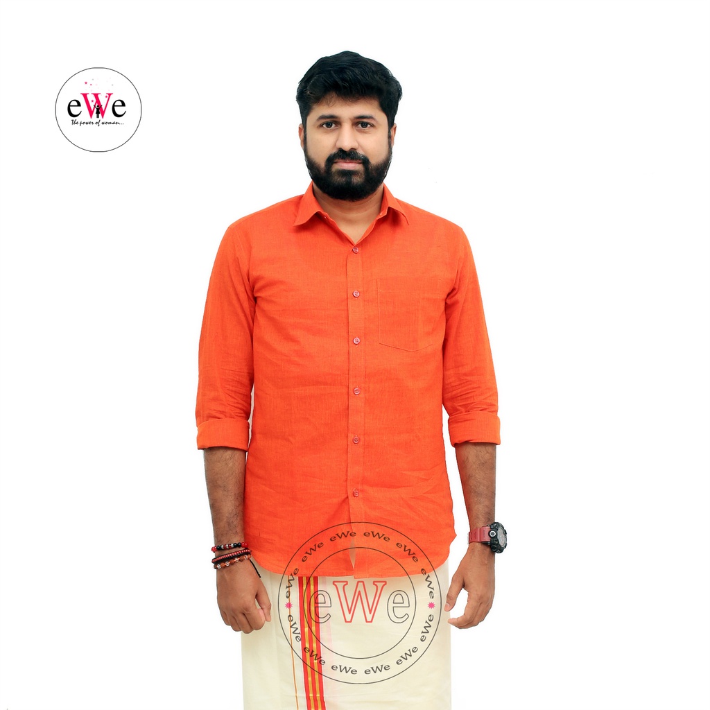 &quot;Orange&quot; Handloom Soft Cotton Men's Shirt