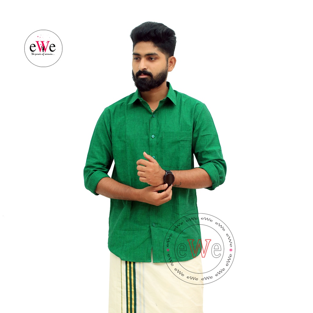 &quot;Green&quot; Handloom Soft Cotton Men's Shirt