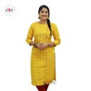 Handloom Design Kurti - Yellow Checks