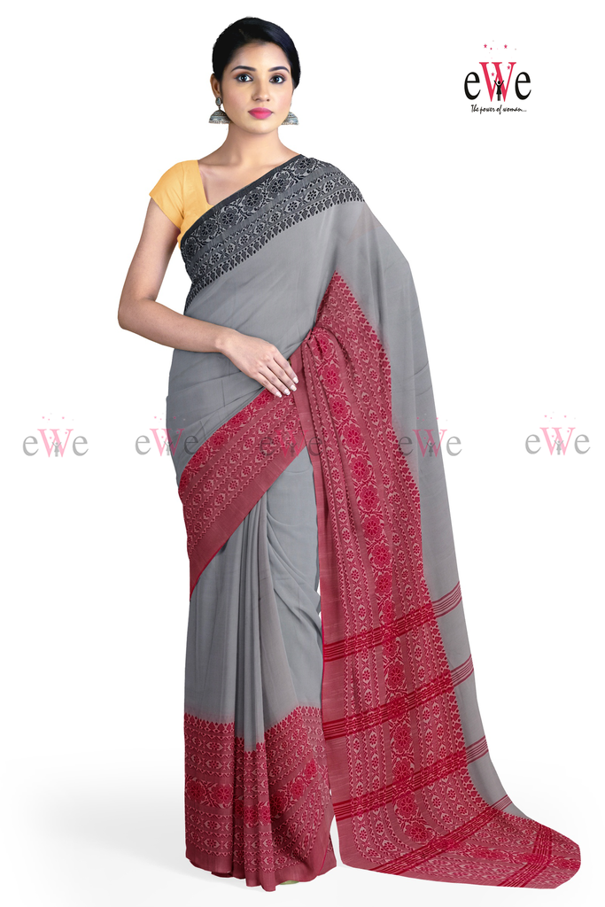 Ash, Rose &amp; Black Begampuri Saree