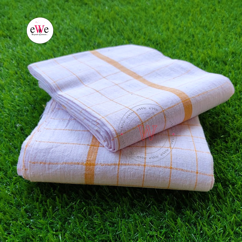Check Khadi Bath Gamcha Towel Combo Set Pack of Two pieces (140cm x 70cm)