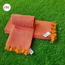 &quot;Orange&quot; Handloom Woven Cotton Bath Towel Combo Set Pack of 2 Pieces (140cm x 70cm)