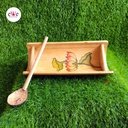 Bamboo Food Serving Tray &amp; Spoon Combo Set