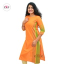 Handloom Design Kurti - Orange &amp; Green