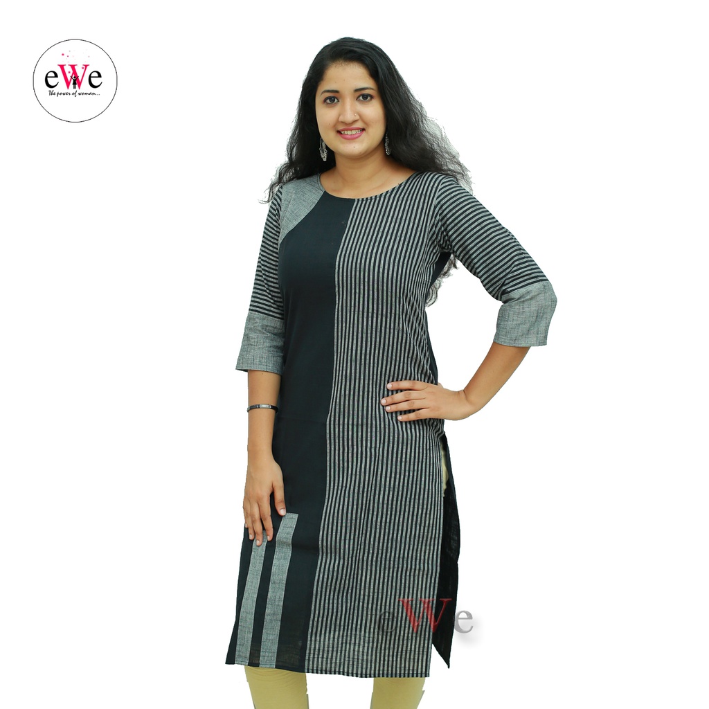 Handloom Black Stripes Design Kurti