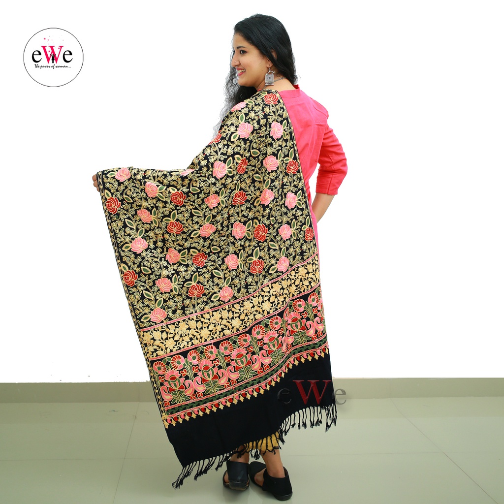 Kashmiri Black Dupatta/Shawl