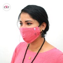 Khadi Face Mask Pink with Elastic