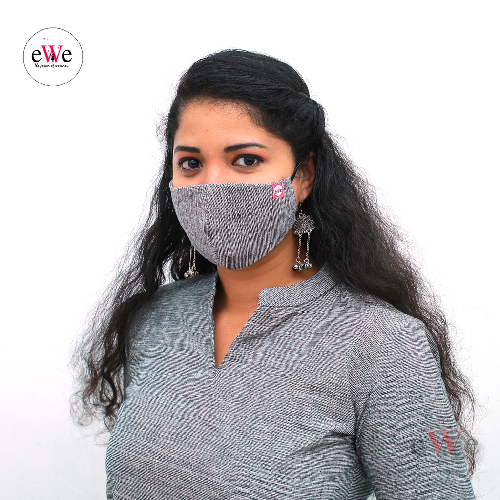 Khadi Face Mask Dark Ash with Elastic