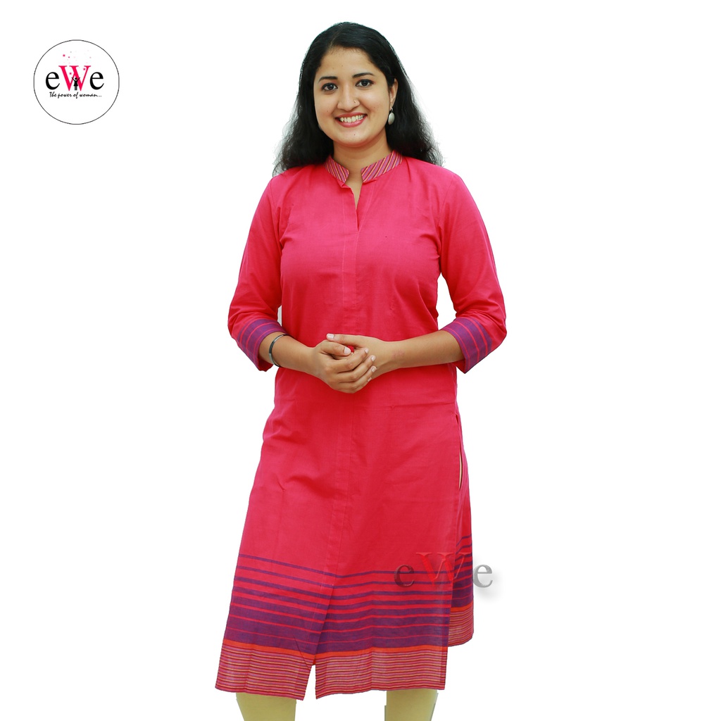 Handloom Kurti -Rose &amp; Violet