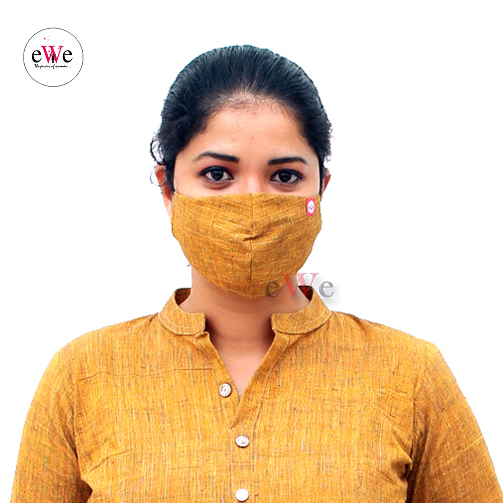 Khadi Face Mask Mustard Yellow with Elastic