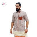 &quot;Light Ash and Meroon Stripes&quot; Khadi Men's Formal Shirt