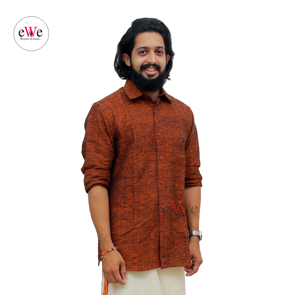 &quot;Dark Orange&quot; Khadi Men's Formal Shirt