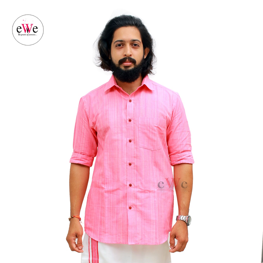 &quot;Pink&quot;  Handloom Soft Cotton Men's Shirt