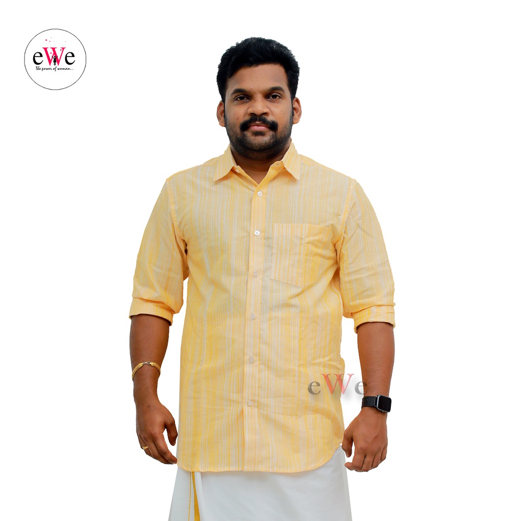 &quot;Light Yellow&quot; Handloom Soft Cotton Men's Shirt