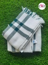 &quot;Green &amp; White&quot; Handloom Cotton Bath Towel Combo Set Pack of 2 Pieces (140cm x 70cm)